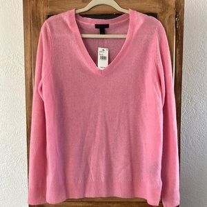Saks Fifth Avenue 100% Cashmere XL V-Neck sweater in Pink Rose